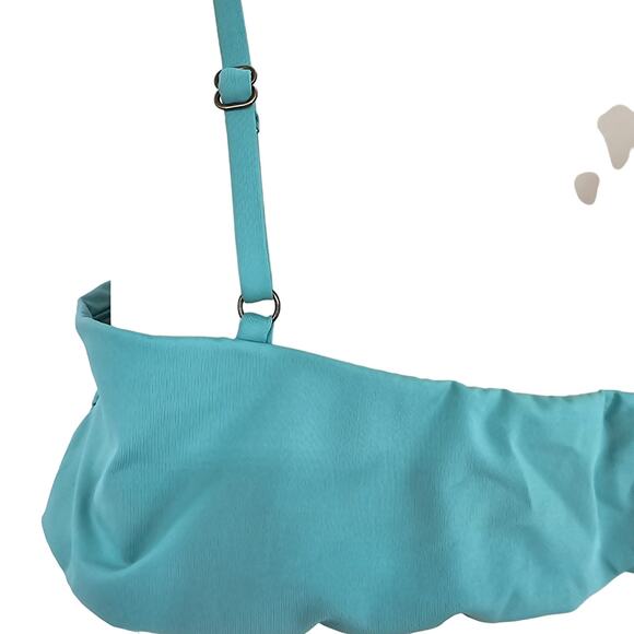 Andie Swim Womans size L The Newport Bikini Top in Lagoon Green Bandeaux NEW - Picture 4 of 7